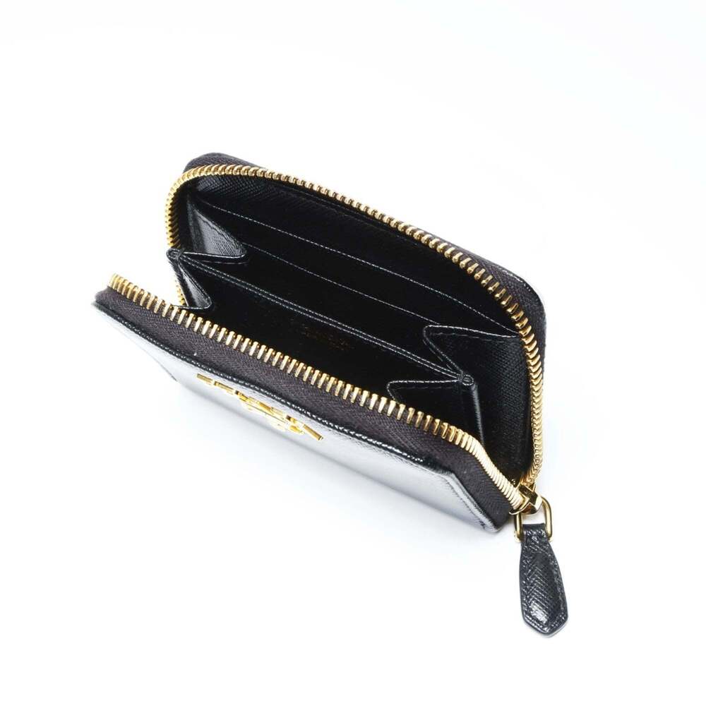 Prada Saffiano Leather Round Zip Wallet/Coin Case Compact Black - Picture 12 of 12